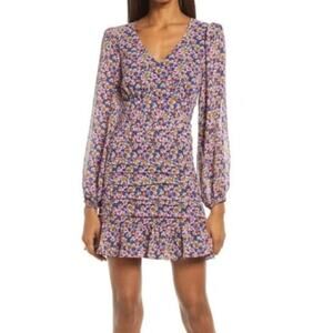 Floret Studios Floral Ruched Balloon Sleeve Minidress Women’s Sz XS